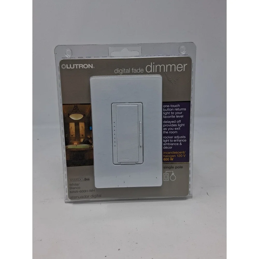 Lutron MAW600HWH Maestro Single Pole Digital Fade Dimmer Halogen Incandescent U